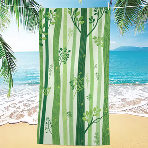 Serviette de plage verte rayée, rectangulaire, imprimée, à séchage rapide, pour la plage - Product Image 4