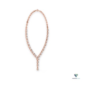 Collar de Diamantes Cultivados en Laboratorio con Corte Esmeralda de 21.178 CT en Oro Rosa, Collar Largo con Formas Múltiples en Oro Sólido de 14K para Bodas - Product Image 2