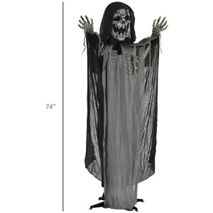 Spaventosa Decorazione Animata di Halloween: Scheletro di Strega con Occhi Luminosi e Catena che Urla dal Petto per Decorazioni Spettrali - Product Image 3
