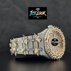 Reloj Mecánico Ice Look con Esfera de Cristal, Brazalete Dorado, Estilo Unisex, Reloj de Lujo para Regalo y Exhibición - Product Image 3