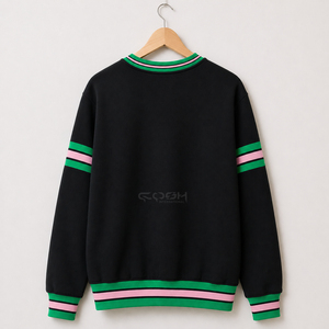 เสื้อสเวตเชิ้ตคอโอ แขนยาว ลายทางสีดำ เขียว ชมพู ของชมอิ้นเตอร์เนชั่นแนล ซิสเตอร์ฮู้ด โซโรริตี้  แบบลำลอง ถักทอ มีโลโก้ด้านหลัง - Product Image 5