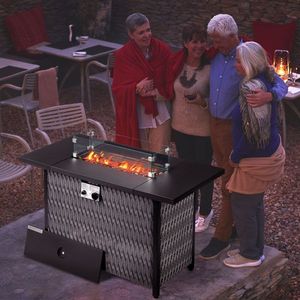Tavolo da Esterno con Braciere a Gas Naturale da 43 Pollici, Design Moderno Quadrato con Vetro Refrattario e Tecnologia Senza Fumo - Product Image 3