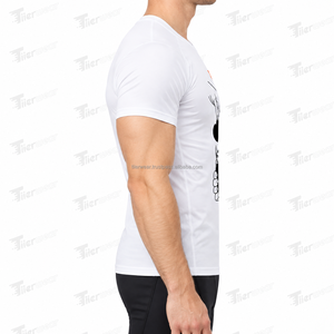 เสื้อยืดแขนสั้นสีขาวสำหรับผู้ชายรุ่นล่าสุด พิมพ์ลายหัวใจและไฟแช็ก ทรงเข้ารูป สไตล์ลำลอง คอกลม ผ้าเจอร์ซีย์คอตตอน - Product Image 3