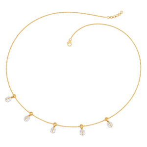 Five Charm Diamond Drop <b>Necklace</b> with Sculpted Capsule Motifs and <b>Delicate</b> Gold Chain Design - Product Image 3