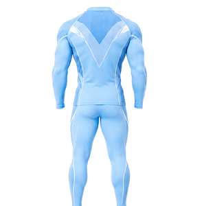 Ensemble de survêtement de compression athlétique personnalisé pour hommes, respirant, à séchage rapide, haut à manches longues et leggings pour le sport, la gym, la course à pied et la remise en forme - Product Image 5