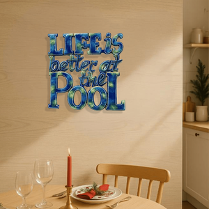 CIFbuy Decorazione Murale in Ferro con Tema Tropicale Costiero Estivo per Piscina, Cornice Inclusa, per Hotel e Uso Residenziale, Servizio di Raccolta - Product Image 2