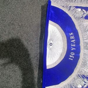 <b>Masonic</b> Grand Lodge Master Mason Apron With Blue backing Hand Made Apron With Silver Bullion OEM Design Mason Apron - Product Image 3