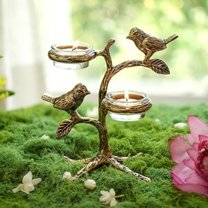 Porte-bougie mural en métal en forme d'oiseaux amoureux, décoration élégante pour la maison et les mariages - Product Image 5