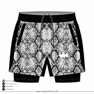 Pantalones Cortos de MMA para Hombre 2 en 1 de Secado Rápido, Transpirables, Elásticos, para Gimnasio, con Forro Interior, Estampado por Sublimación, Diseño de Serpiente, Logotipo Frontal - Product Image 5