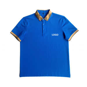 Venta al por Mayor de Camisetas Polo para Hombre con Logotipo Personalizado, Camiseta Azul de Manga Corta, Nuevas Camisetas Formales, Tipo de Tejido de Punto, ODM - Product Image 1