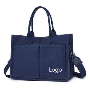 Bolsa de Lona Grande Personalizada al por Mayor con Logotipo, Color Sólido, con Bolsillos, Cierre de Cremallera, para Laptop y Compras - Product Image 3