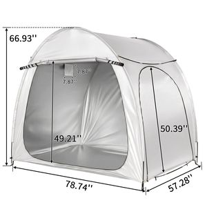 Capanno per biciclette ad arco grigio chiaro 6.8x4.9FT, telo Oxford 210D PU argentato, telaio in fibra di vetro nero, doppia tenda da campeggio anteriore e laterale - Product Image 5