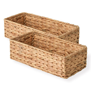 Kitchen pantry storage <b>containers</b> natural rectangle water hyacinth vanity baskets for home decor - Product Image 6