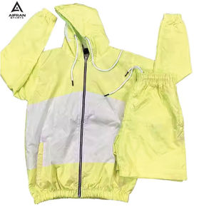 Ensemble de survêtement coupe-vent à capuche AIFRAN violet uni, veste légère zippée avec short, 100% polyester, unisexe - Product Image 6