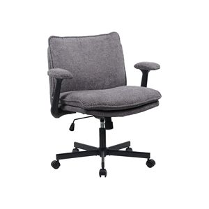 Sedia da Ufficio con Gambe Incrociate e Ruote, Sedia da Scrivania Imbottita con Braccioli Ribaltabili e Seduta Larga per Uso Domestico - Product Image 3