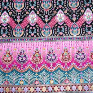 Tela Crepé Ligera con Patrón Floral Negro Medianoche, 54 Pulgadas, Bordado Elaborado, Material de Borde Daman para Kurtis y Túnicas - Product Image 6