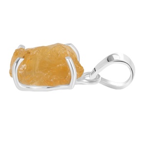 Collier pendentif en citrine brute serti à griffes, cristal naturel, pierre de naissance de novembre, bijoux plaqués or rose - Product Image 2