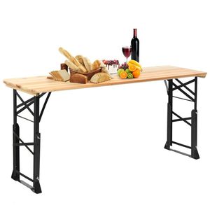 Mesa de Picnic Plegable de Madera para Exteriores de 66.5 Pulgadas con Altura Ajustable para Muebles de Camping - Product Image 6