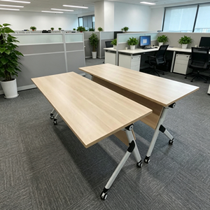 AY Office System Foldable Modern Melamine Training <b>Table</b> TRY Leg <b>Space</b> <b>Saving</b> Multipurpose Desk Workshops Schools Offices Hotels - Product Image 1