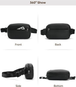Unisex Waist Bag Microfiber Synthetic Leather Zipper Closure Cycling Style Convenient Fanny Pack <b>Black</b> - Product Image 3