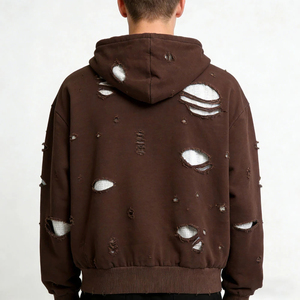 Sudadera de moda 100% algodón con forro polar, diseño de capucha único, talla grande, hombros caídos, lavado ácido, grabado en relieve, corta, ecológica, para invierno - Product Image 4