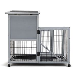 Conigliera rimovibile con vassoio rimovibile grigio e bianco e rotolamento ruote per animali domestici e mobili - Product Image 4
