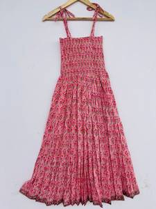 À la mode indien bloc imprimer femmes filles pur coton Maxi robe décontracté été soirée longue Midi en vrac motif naturel chaud! - Product Image 3