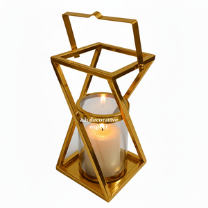Modern Geometric Metal Lantern with Glass <b>Hurricane</b> Luxury Stainless Steel <b>Candle</b> Holder for Home & Wedding Decor - Product Image 3