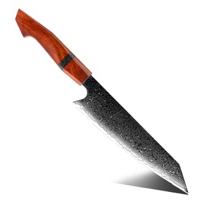 Cuchillo de Chef Extra Afilado Hecho a Mano en Acero de Damasco con Mango de Madera Ambidiestro y Funda de Cuero, Apto para Lavavajillas - Product Image 1