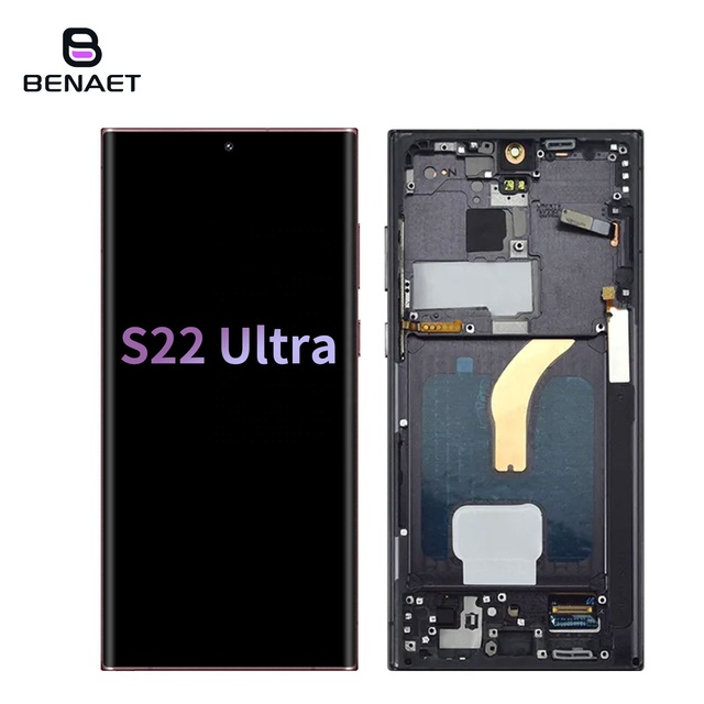 Lcd Assembly Touch Screen with Frame for Samsung Galaxy S22 Ultra Screen Display Replacement