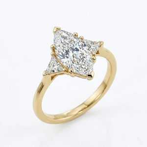 Anillo de Compromiso y Aniversario de Oro Amarillo de 14k con Diamante Marquise de Laboratorio E VS1 de 2 Quilates con Baño de Rodio - Product Image 3