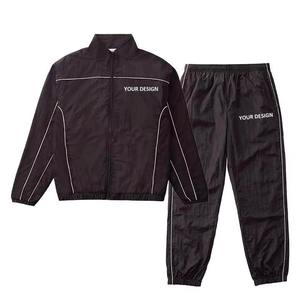ZIP UP <b>WIND</b> <b>BREAKER</b> TRACKSUIT TWO PIECE SET FOR MEN UNISEX NYLON JACKET WITH PIPING AND ELASTIC CUFF PANTS WHOLESALE Tracksuist - Product Image 3