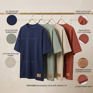 Camiseta Oversize de Algodón de Manga Corta con Cuello Redondo, Color Liso, con Estampado de Logotipo Frontal, Tejido de Punto Jersey - Product Image 5