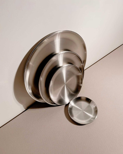 Assiette de service en métal argenté pour la restauration et l'hôtellerie, vaisselle moderne résistante au lave-vaisselle pour la maison et la cuisine, best-seller - Product Image 2