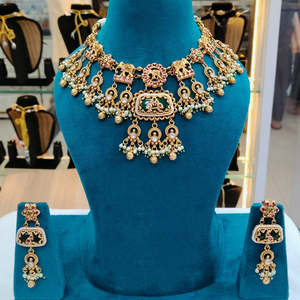 Heritage-Inspired Pota Stone and Pearl Necklace <b>Set</b> with Matching Earrings Fine Daily or <b>Bridal</b> <b>Jewelry</b> for Women 10575473GR - Product Image 1