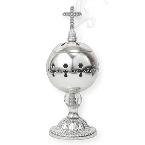 Quemador de Incienso con Cruz Católica Plateada y Recubierta de Latón para Iglesia y Hogar a Precios Accesibles - Product Image 1