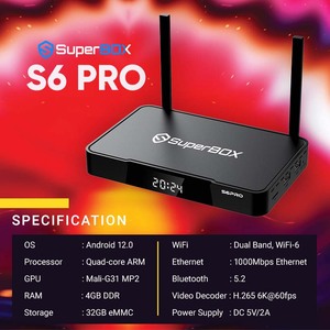 กล่องทีวี Superbox S6 Pro 2025 รองรับความละเอียด 6K Ultra HD ระบบปฏิบัติการ Android 12 Quad-core WiFi 6 แรม 4GB ความจุ 32GB พร้อมระบบสั่งงานด้วยเสียง - Product Image 2