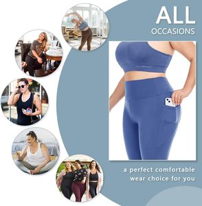 Leggings de Talla Grande para Mujer, Corte Curvo, Cintura Alta Elástica, Transpirables, Hasta la Rodilla, 180g, Color Sólido, Casuales, para Entrenamiento, ODM - Product Image 6
