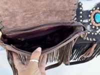 Nouvel Arrivage Sac à Main en Cuir de Vachette Style Western, Sac Bandoulière Bohème à Franges, Sac Chic, Petit Sac en Cuir de Vachette Très Vendu