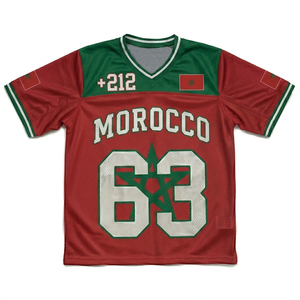 Camiseta de Fútbol de Marruecos Unisex con Cuello en V, Manga Corta, Estampado Sublimado, Transpirable, de Malla de Poliéster, Corte Regular, para Verano - Product Image 3