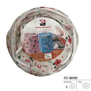 Panier à linge en coton de qualité supérieure avec grand imprimé floral, design plat extensible, style BOLSA PRAR ROPA - Product Image 1