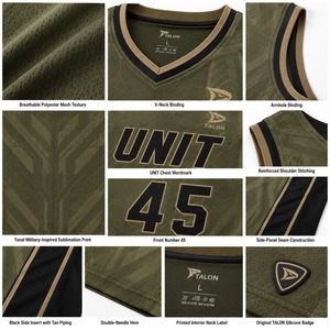Camiseta de Baloncesto TALON para Hombre, Modelo UNIT 45, Cuello en V, Sin Mangas, Absorbe la Humedad, Sublimada, para Adultos, Todas las Temporadas - Product Image 6