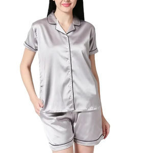 Ropa de dormir para mujer, conjunto de 2 piezas, ropa de noche de seda, color y talla personalizados, pijama de satén, traje de noche para mujer, precio al por mayor. - Product Image 1