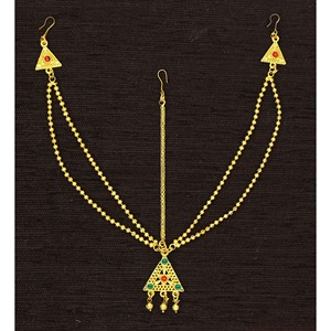 เครื่องประดับผมพู่ยาวเงาสําหรับเจ้าสาวอินเดียโบฮีเมียนอุปกรณ์ผมเจ้าสาวเจ้าสาวดอกไม้ด้านข้างดูไบยูเออีชุบทอง - Product Image 3