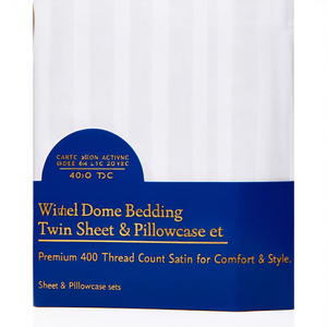 White Satin Stripe <b>400</b> TC Hotel Home <b>Bedding</b> Twin Sheet & Pillowcase Set Premium <b>400</b> <b>Thread</b> <b>Count</b> Satin for Comfort & Style - Product Image 1