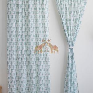 Nuevos Textiles para el Hogar de Lujo, 100% Algodón, Diseño Floral Estampado en Bloque, Juego de Cortinas de Algodón Estampado - Product Image 4