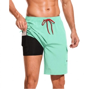 Quick Dry <b>Men's</b> 2 in 1 Running Training Shorts Gym Workout Drawstring Knitted Solid Casual with Phone Pocket Running Shorts - Product Image 5