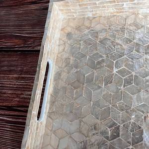 Handmade Bone Inlay Wood <b>Tray</b> From India-Wedding & Diwali Gift Modern Farmhouse Design Serving <b>Tray</b> for Kitchen and Home Decor - Product Image 5