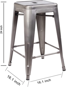 24 Inch Backless Counter <b>Stool</b> Set PU <b>Leather</b> Seat Adjustable Commercial Use Modern Design Industrial <b>Bar</b> <b>Stool</b> Durable Steel - Product Image 3