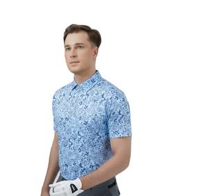 Polo de Golf de Manga Corta para Hombre, Color Blanco y Azul, Tejido de Poliéster Transpirable, Ropa Deportiva Casual con Logotipo - Product Image 6